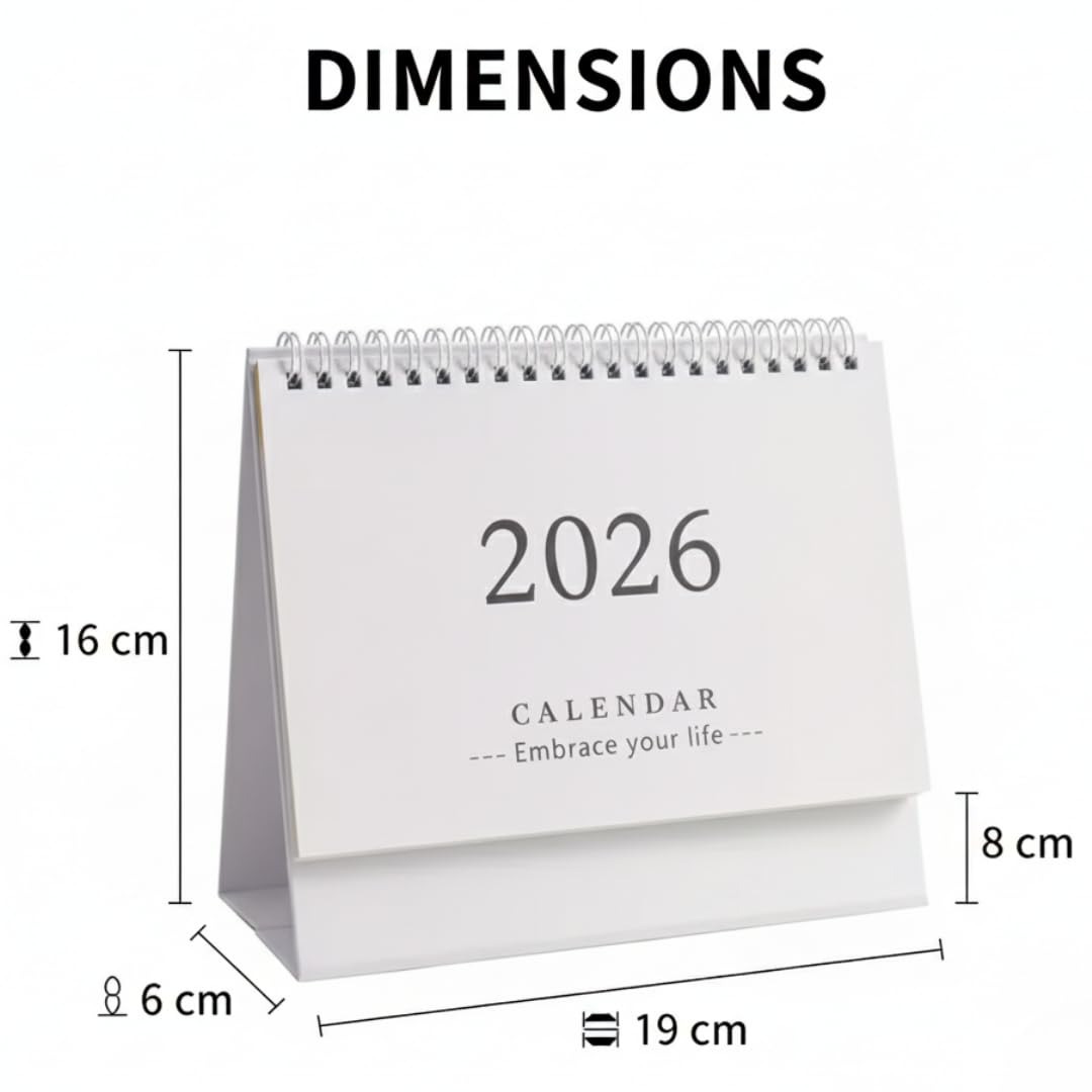 2026 Desk Calendar – 18-Month Flip Planner (Green & White)