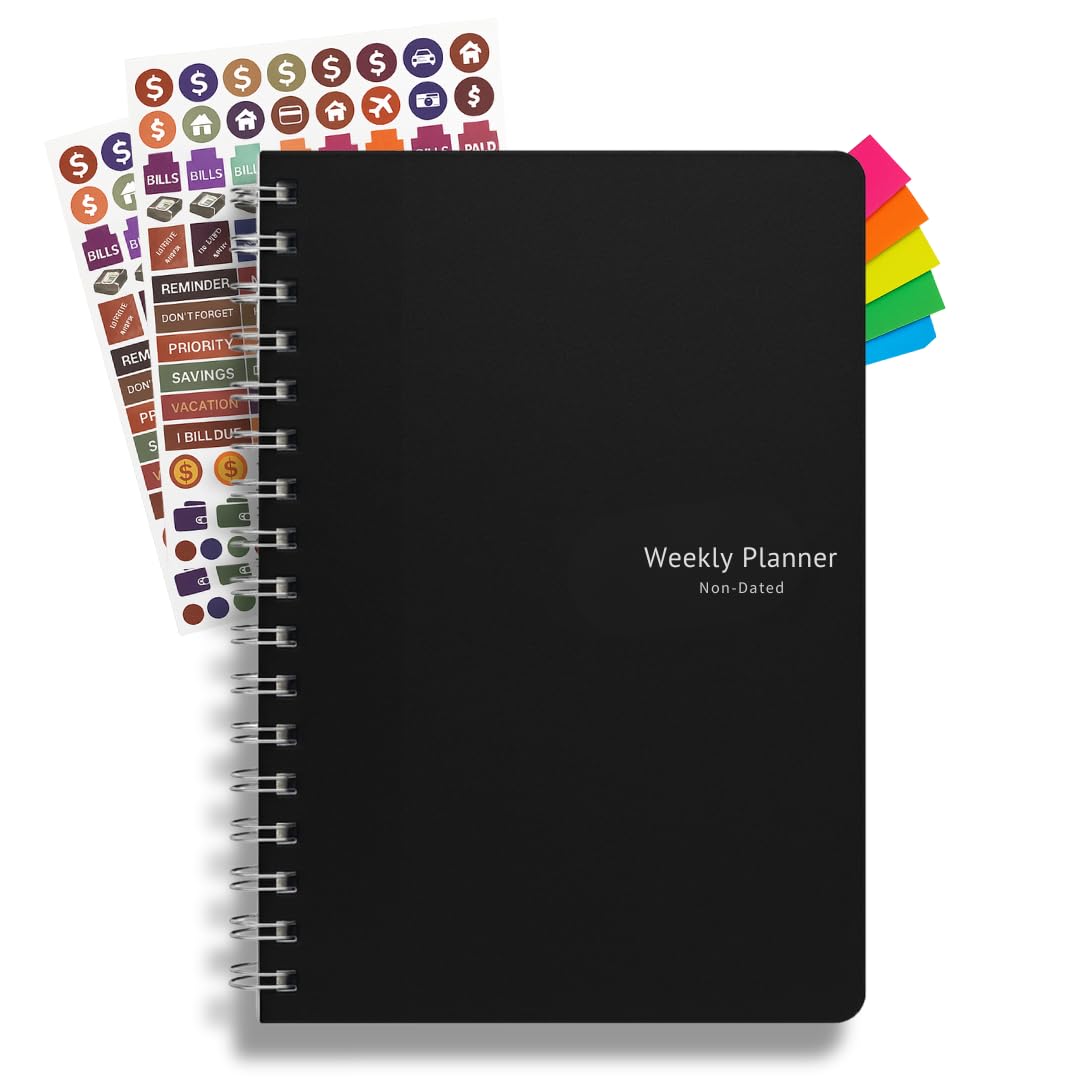 Non-Dated Weekly Planner – Productivity Journal with Stickers