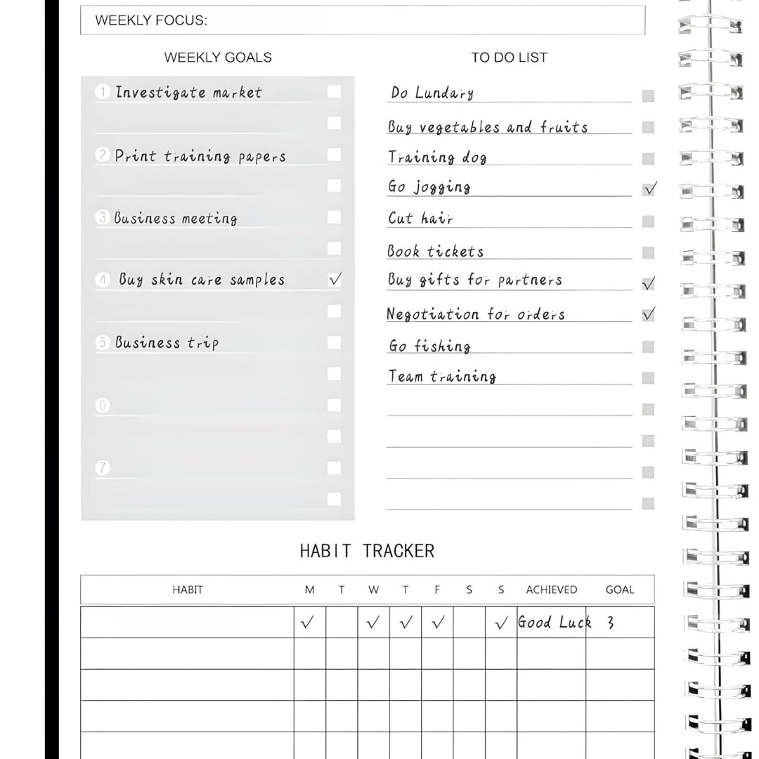 Non-Dated Weekly Planner – Productivity Journal with Stickers