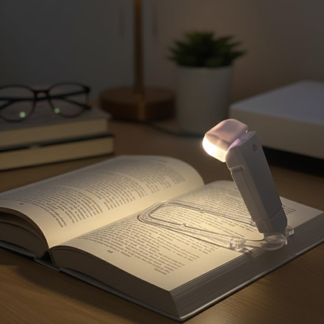 Mini USB Rechargeable Reading Light – Foldable Clip-On Lamp