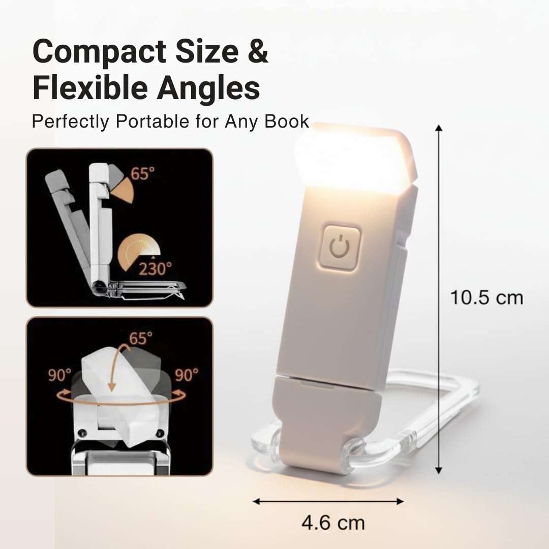 Mini USB Rechargeable Reading Light – Foldable Clip-On Lamp