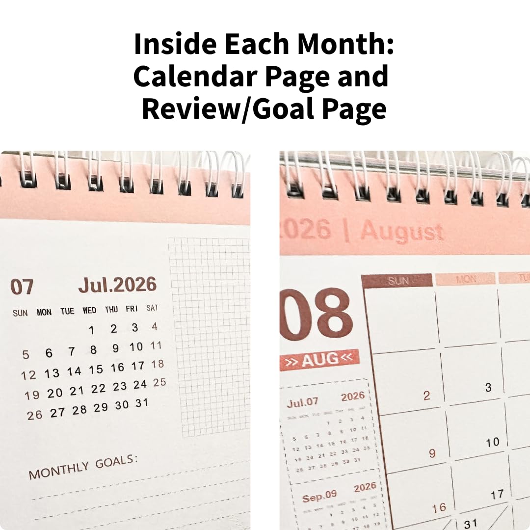 2026 Desk Calendar – 18-Month Flip Planner (Green & White)