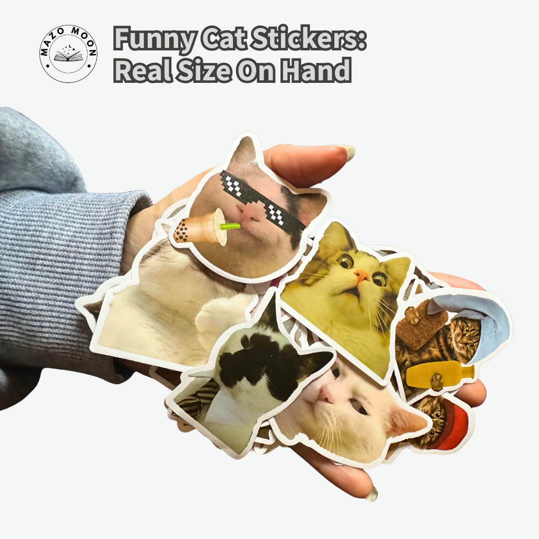 Funny Cat Stickers – 50 Waterproof Vinyl Decals