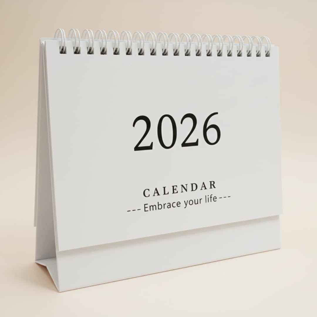 2026 Desk Calendar – 18-Month Flip Planner (Green & White)