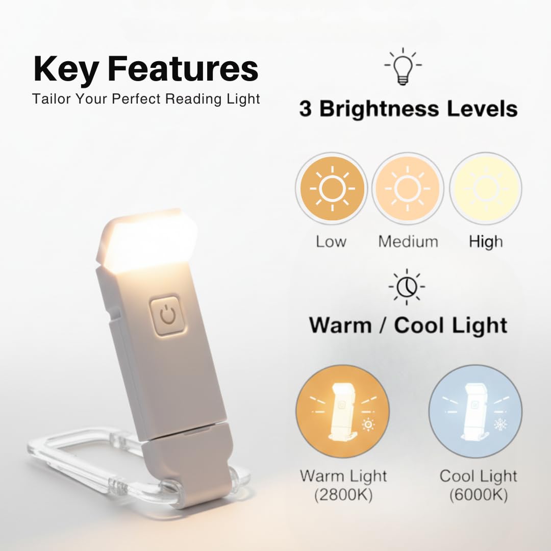 Mini USB Rechargeable Reading Light – Foldable Clip-On Lamp