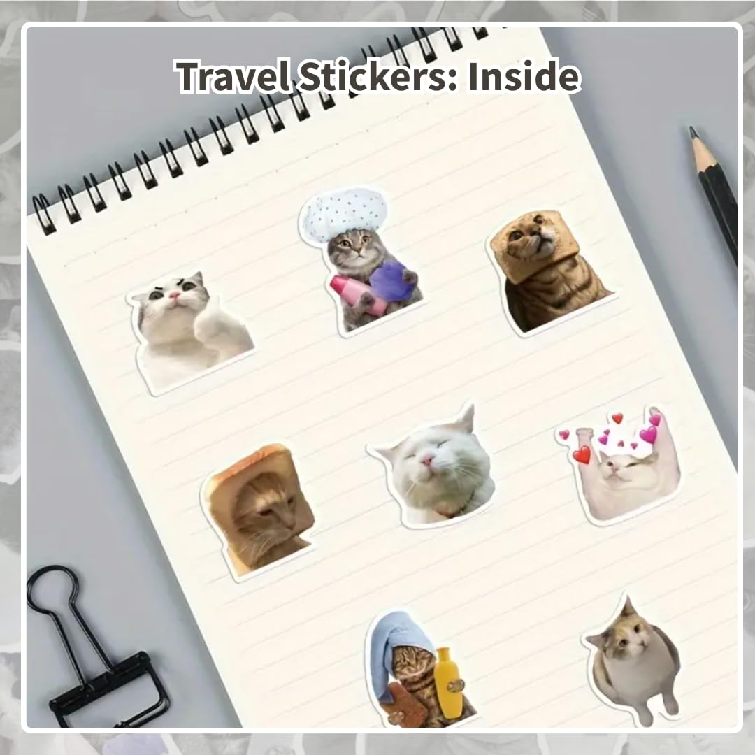 Funny Cat Stickers – 50 Waterproof Vinyl Decals