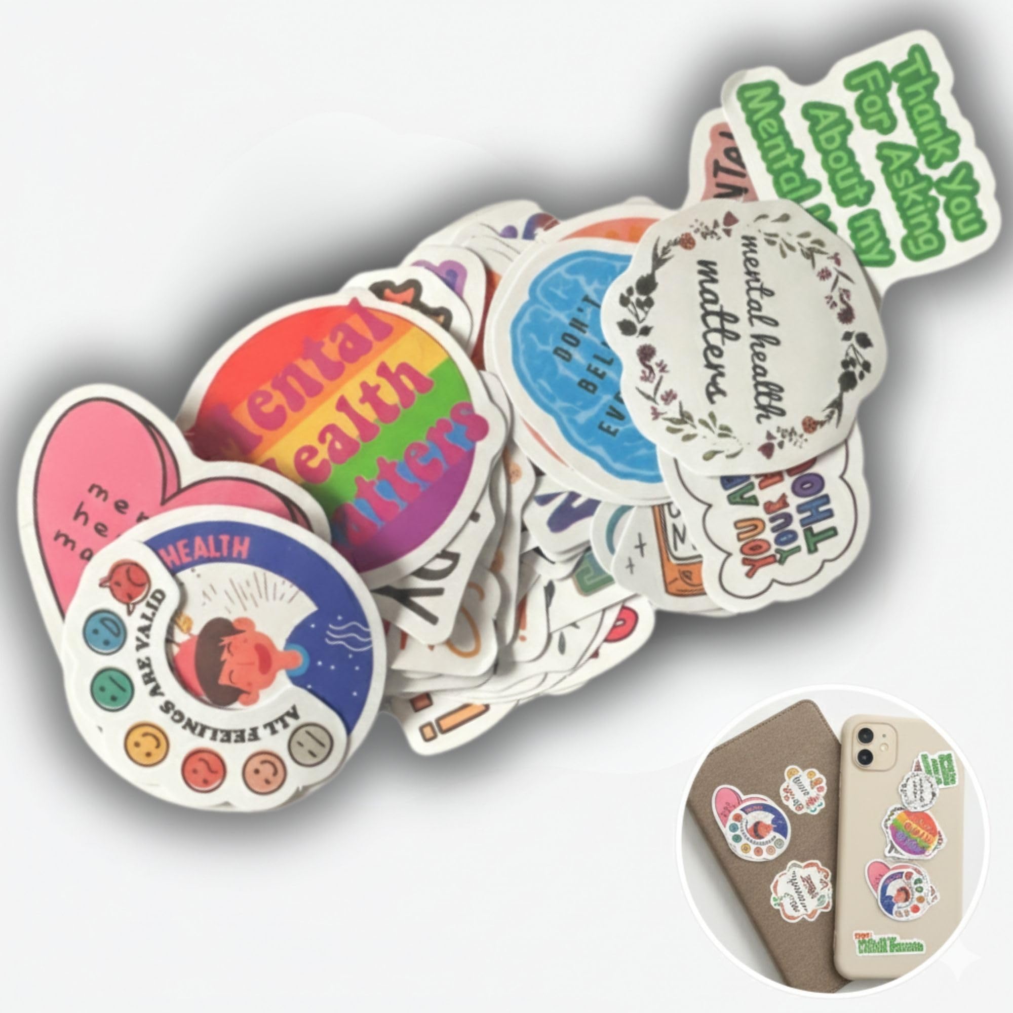 Mental Health Affirmation Stickers – 50 Pack