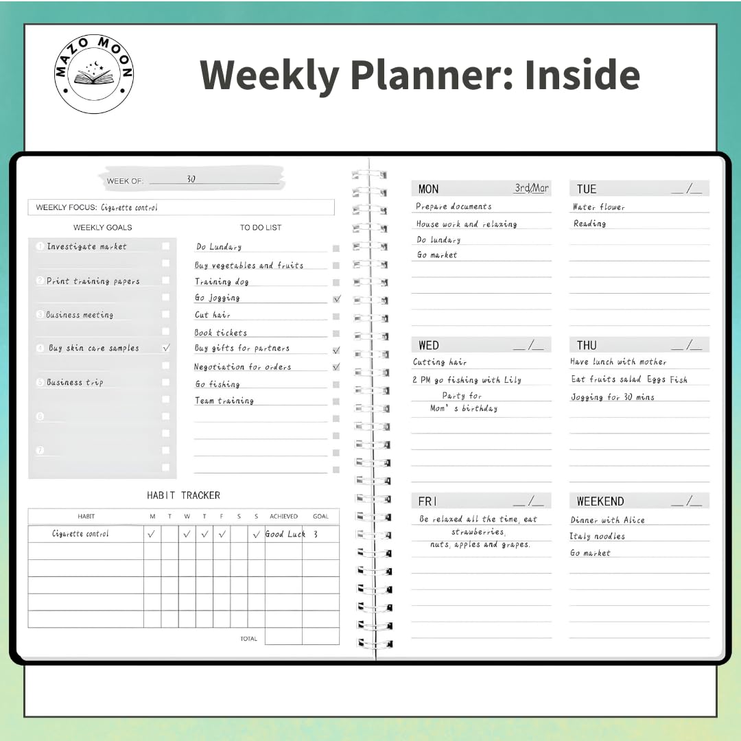 Non-Dated Weekly Planner – Productivity Journal with Stickers