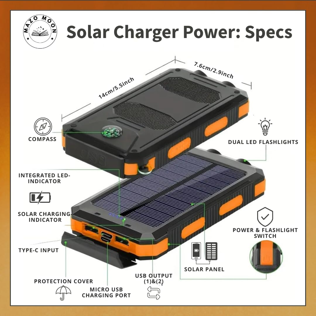 Solar Power Bank – 10,000 mAh USB-C Portable Charger