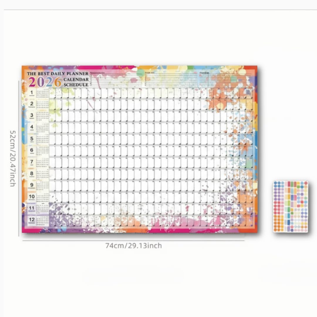 2026 Wall Planner – Colourful Full-Year Organiser with Stickers