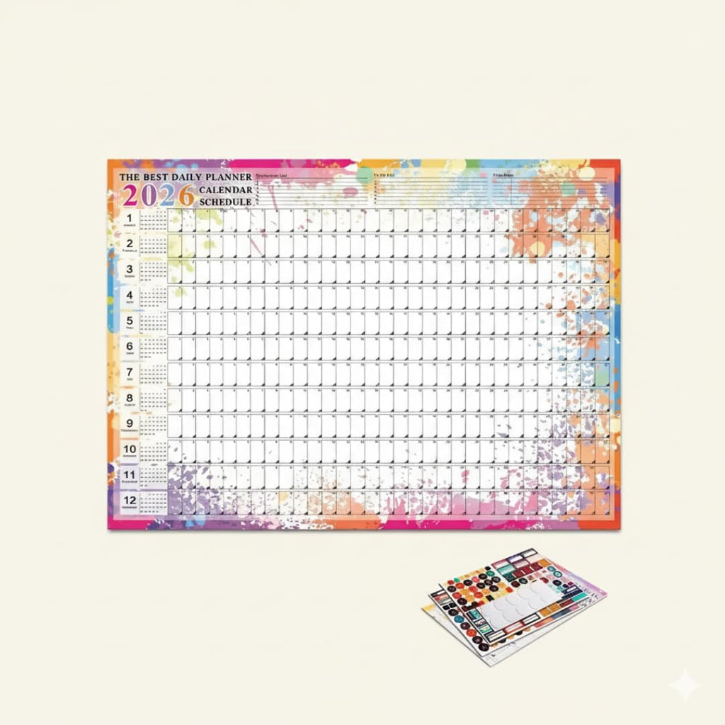 2026 Wall Planner – Colourful Full-Year Organiser with Stickers