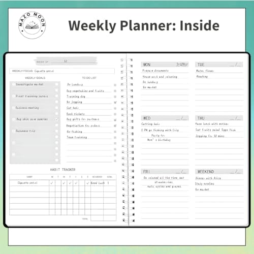 Mazo Moon Non-Dated Weekly Planner Productivity Organiser
