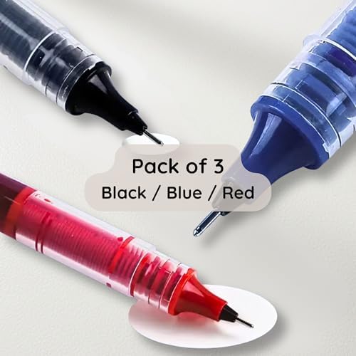 Mazo Moon 3-Pack 0.5mm Needle Tip Gel Pens Writing Pens Black, Blue, Red