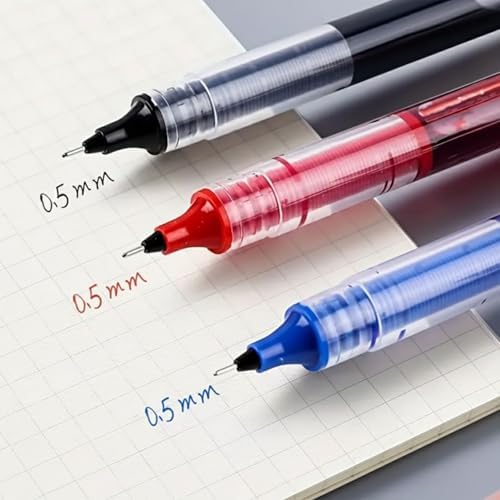 Mazo Moon 3-Pack 0.5mm Needle Tip Gel Pens Writing Pens Black, Blue, Red