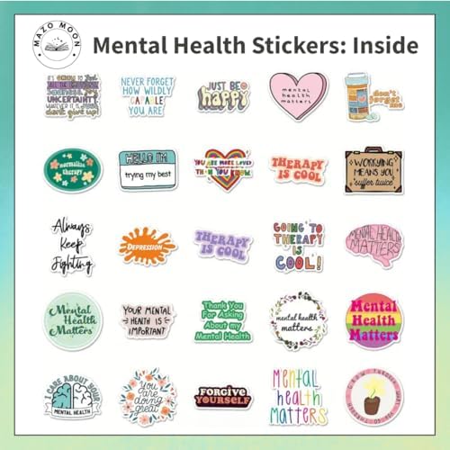 Mazo Moon 50 x Stickers Mental Health Motivational Stickers