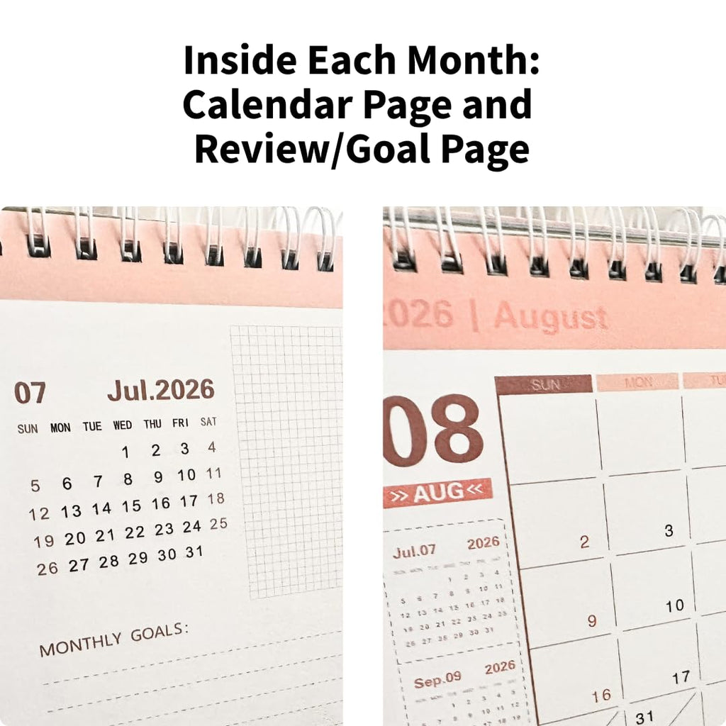 2026 Desk Calendar – 18-Month Flip Planner (Green & White)